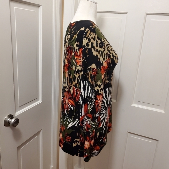 Chico's Touch of Cool Paradise Layering L/S Knit Top "Wild Poppy" Size 3-14/16 - Picture 9 of 11